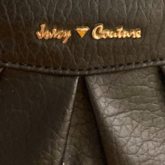 Juicy Couture Black Pebbled Leather Wristlet Small Clutch Purse - Picture 5 of 7